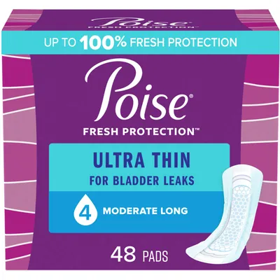 Poise Ultra Thin Incontinence Pads, Moderate Absorbency, Long Length