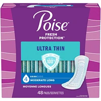 Poise Ultra Thin Incontinence Pads, Moderate Absorbency, Long Length