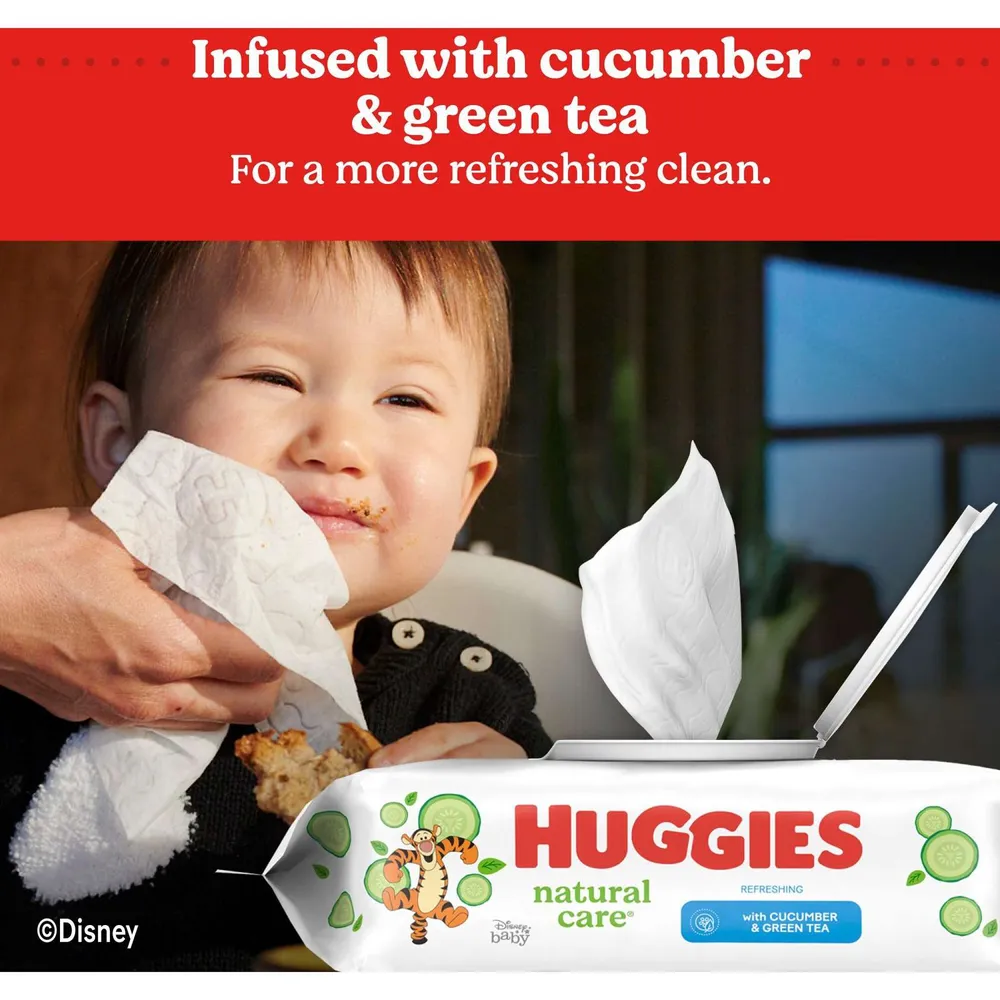 Huggies Natural Care Sensitive Baby Wipes, Unscented, 6 Flip-Top