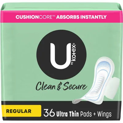 Security Ultra Thin Pads with Wings, Regular, 36 ct