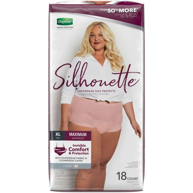 Depend Silhouette Incontinence and Postpartum Underwear for Women, Maximum  Absorbency, Disposable, Large/Extra-Large, Lavender/Teal/Berry, 12 Count in  Dubai - UAE
