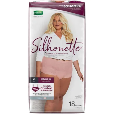 Depend Silhouette Incontinence Underwear For Women,Maximum Absorbency 14ct  .Med