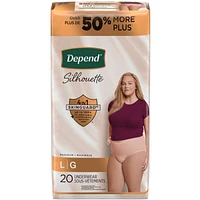 Depend Silhouette Adult Incontinence Underwear for Women, Maximum Absorbency, Large, Pink, 20 Count