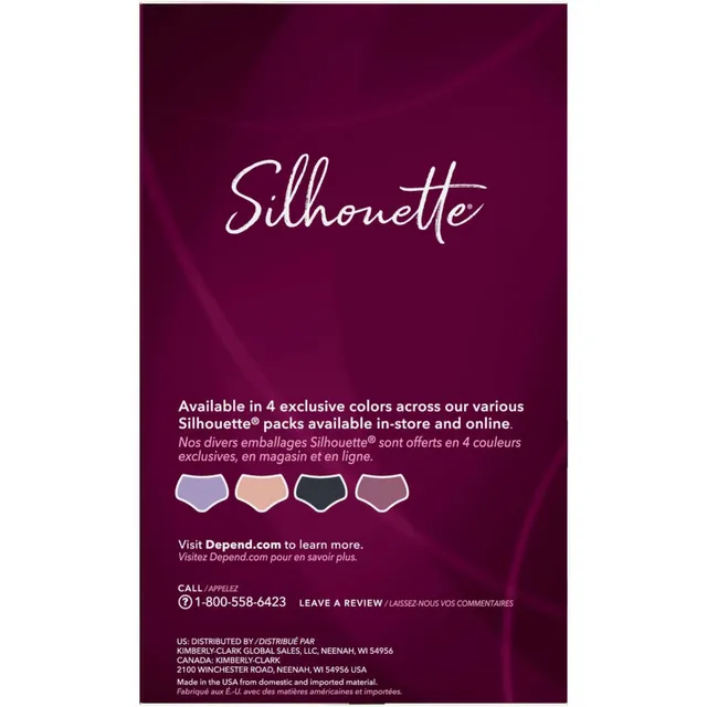 Depend Silhouette Incontinence Maximum L Black Pink & Berry Underwear, 12  ct - Fred Meyer