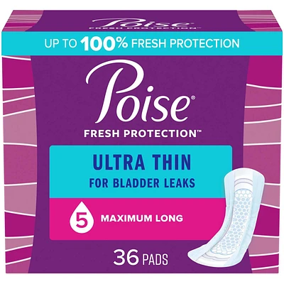 Poise Ultra Thin Postpartum Incontinence Pads, Moderate Absorbency, Regular Length, 36 Count 