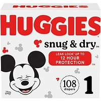 Huggies Snug & Dry Baby Diapers, Size 1, 108 Count