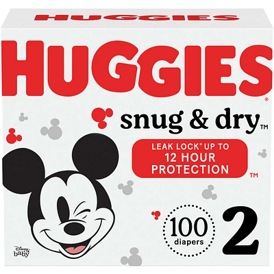 Huggies Snug & Dry Baby Diapers, Size 2, 100 Count