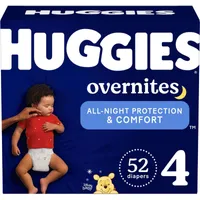 Huggies Overnites Nighttime Baby Diapers, Size 4, 52 Count