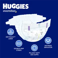 Huggies Overnites Nighttime Baby Diapers, Size 4, 52 Count