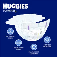 Huggies Overnites Nighttime Baby Diapers, Size 5, 44 Count
