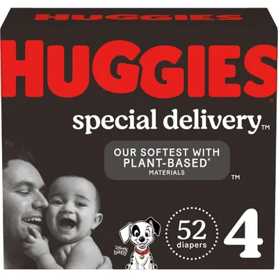Huggies Special Delivery Hypoallergenic Baby Diapers, Size 4, 52 Count