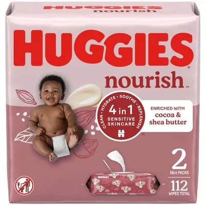 Nourish Scented Baby Wipes, 2 Push Button Packs