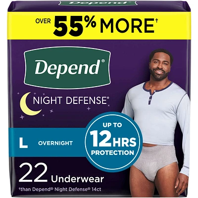 Night Defense Adult Incontinence Underwear for Men, Disposable, Overnight, Large