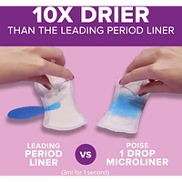 Poise Daily Microliners, Incontinence Panty Liners, 1 Drop Lightest Absorbency, Long Length