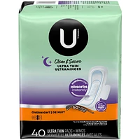 Clean & Secure Ultra Thin Overnight Pads with Wings