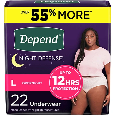 Night Defense Adult Incontinence Underwear for Women, Disposable, Overnight, Large