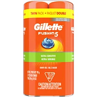 Gillette Fusion5 Ultra Sensitive Hydra Gel Men's Shave Gel Twin Pack, 396 g