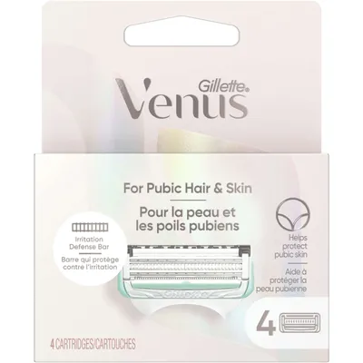 Gillette Venus for Pubic Hair and Skin, Women's Razor Blades, 4 Refills