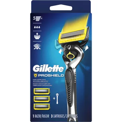 Gillette ProShield Men's Razor Handle + 3 Blade Refills