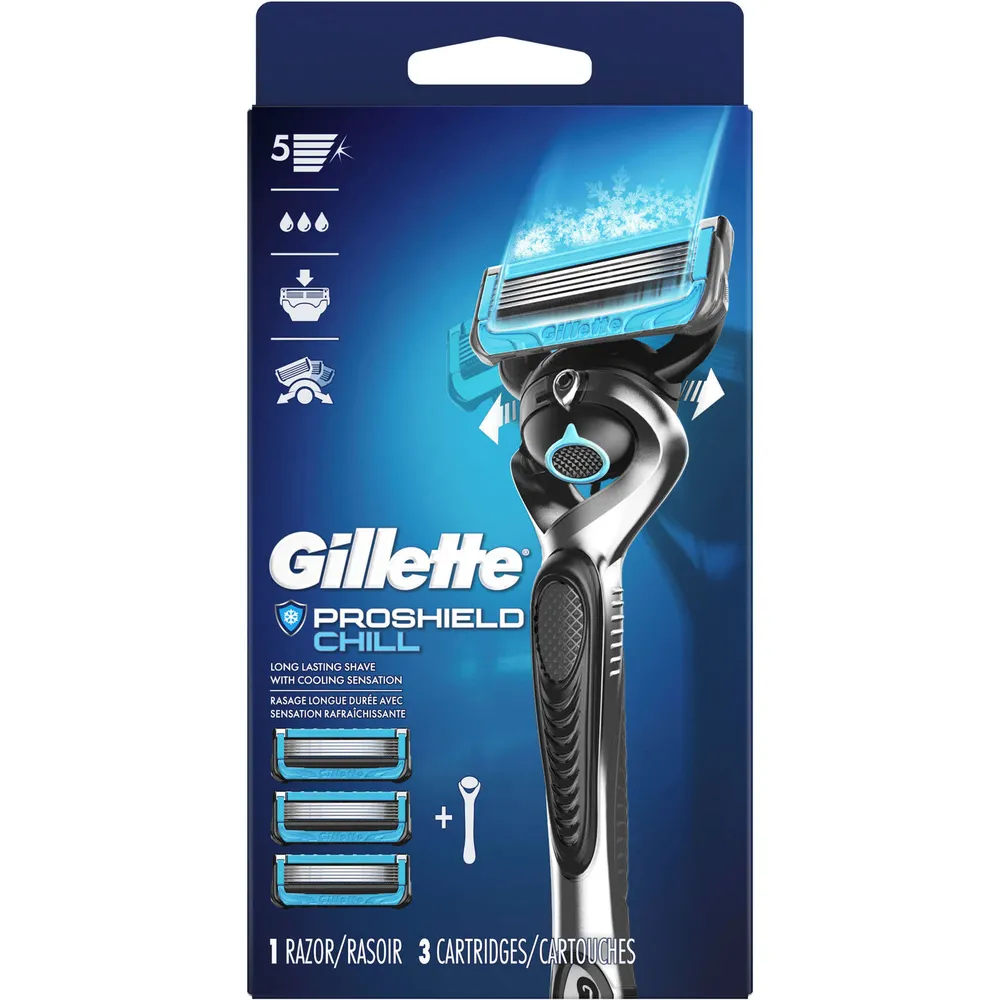 Gillette ProShield Chill Men's Razor Handle + 3 Blade Refills
