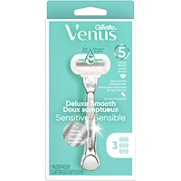 Gillette Venus Deluxe Smooth Sensitive Women's Razor Handle + 3 Blade Refills