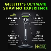 GilletteLabs with Exfoliating Bar by Gillette Razor for Men - 1 Razor, 1 Shave Gel, Includes Premium Magnetic Stand