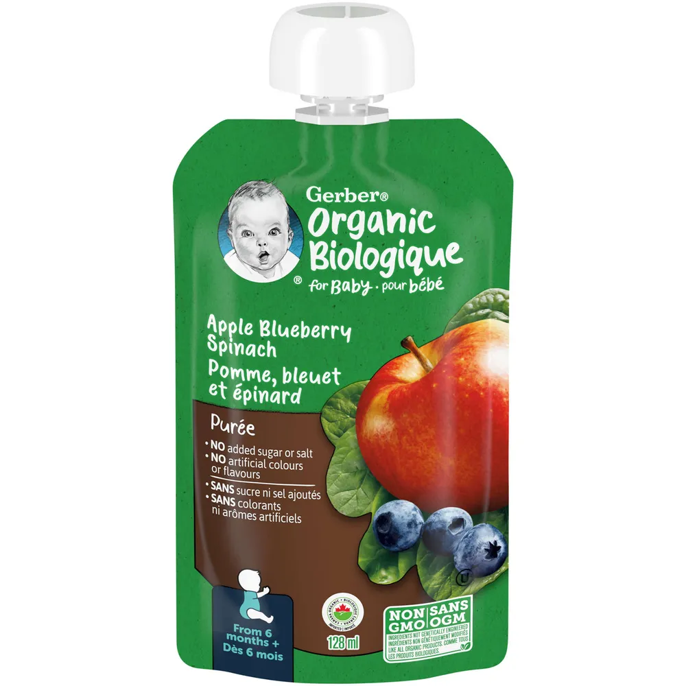 Organic Purée Apple Blueberries Spinach Baby Food