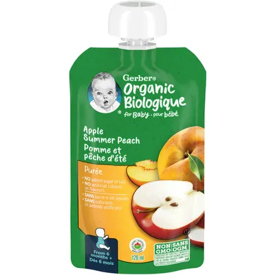 Organic Purée Apple Summer Peach Baby Food