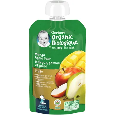 Organic Purée Mango Apple Pear Baby Food