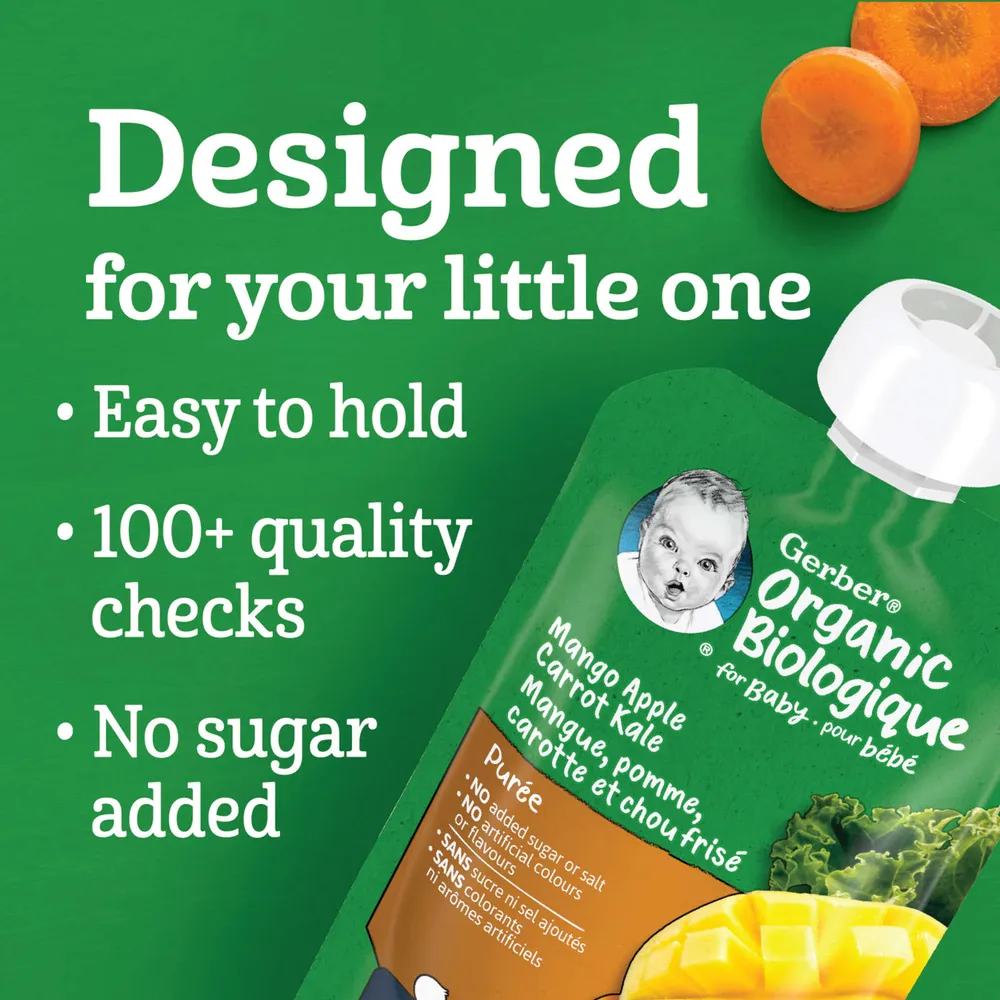 Carrot Pear Kale Baby Food, Organic Baby Puree