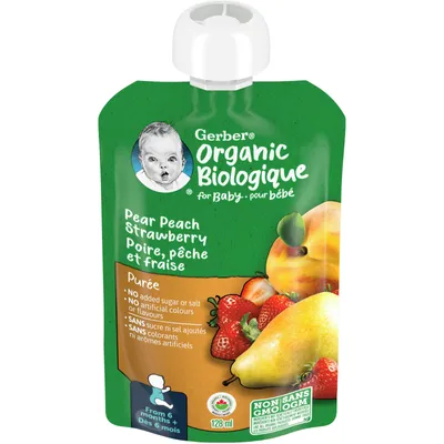 Organic Purée Pear Peach Strawberry Baby Food