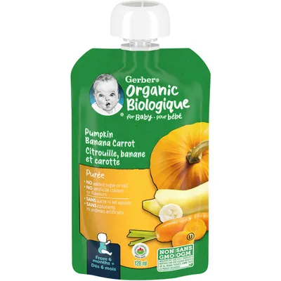 Organic Purée Pumpkin Banana Carrot Baby Food
