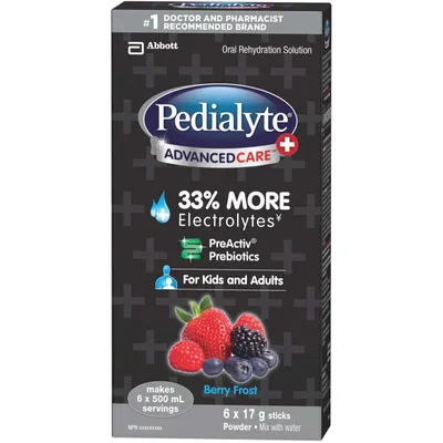 Pedialyte® Advanced Care Plus Powder Berry Frost 6x17g