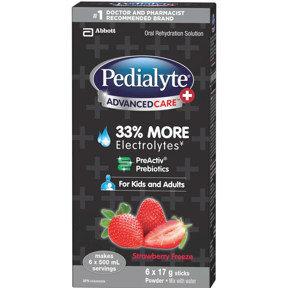 Pedialyte® Advanced Care Plus Powder Strawberry Freeze 6x17g