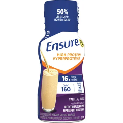 Ensure High Protein 16 g of protein, ready-to-drink nutritional supplement, Vanilla, 6 x 235 mL