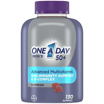 One A Day Men 50 Plus Multivitamin Gummies- Advanced Multivitamin Gummy with Immunity Support & B-Complex, Formulated with Vitamins & Minerals for Men 50+, 130 Gummies