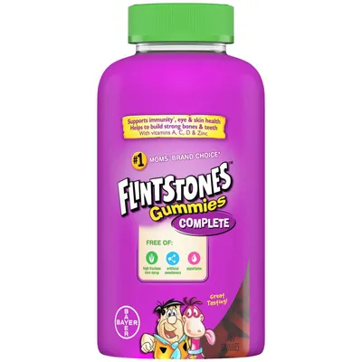 FLINTSTONES Complete Kids Multivitamin Gummies - Multivitamins for Kids, Kids Multivitamin Gummy Helps Maintain Good Health, Free of Artificial Sweeteners, Free of Aspartame, Free of Synthetic FD&C Dyes, 180 Gummies