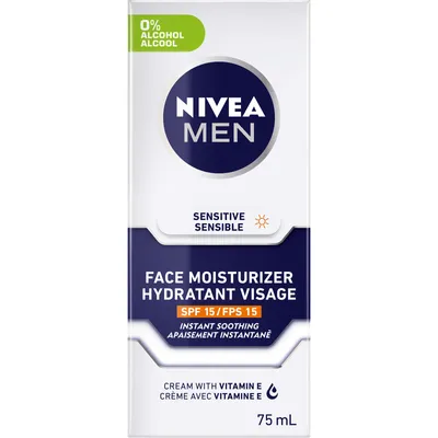 NIVEA MEN Sensitive Skin Face Moisturizer Cream with SPF 15 (75 mL)