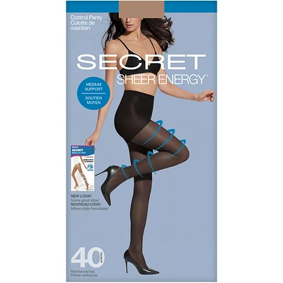 Sheer Control Top Panty Medium Support w/Reinforced Toe