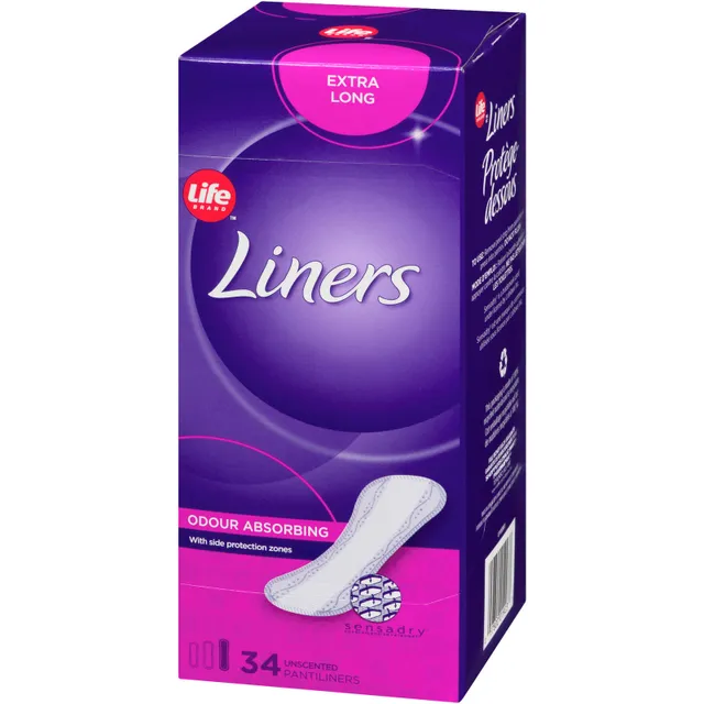 Life Brand LB PANTYLINER ODOR Control Extra Long 34 ea - CTC Health