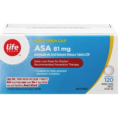ASA 81mg
Acetylsalicylic Acid Tablets USP
Easy open