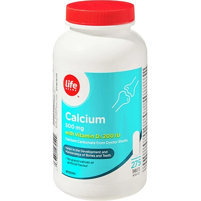 Calcium 500 mg with Vitamin D3 200 IU
Calcium Carbonate from Oyster Shells