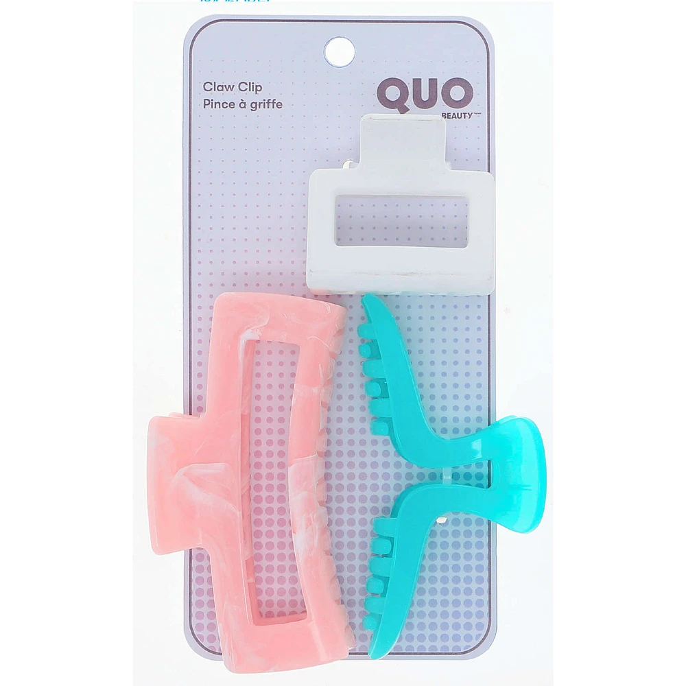 QB 3PK Claw Clip Set Asst Pink