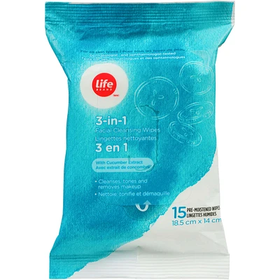 3in1 Facial Cleansing Wipes  with Cucumber Extract