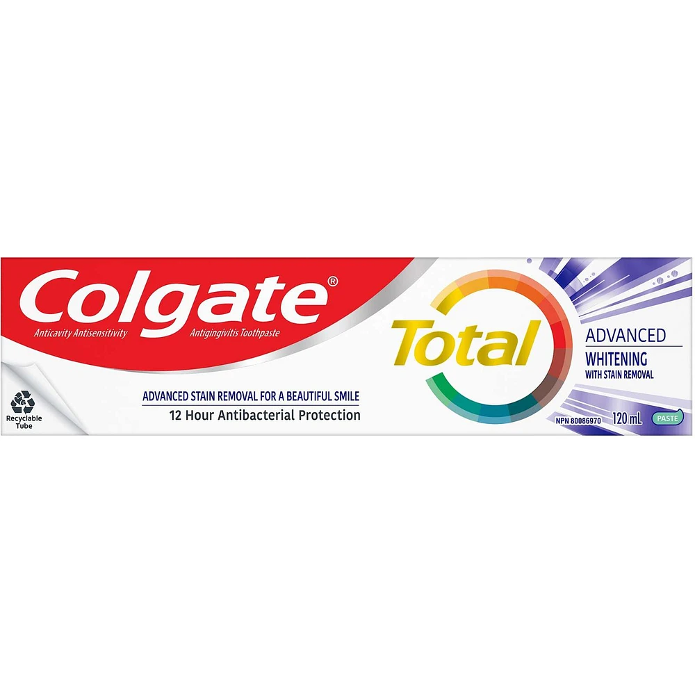 Colgate Total Advanced Whitening Toothpaste, 120mL, Gel