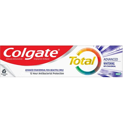 Colgate Total Advanced Whitening Toothpaste, 120mL, Gel