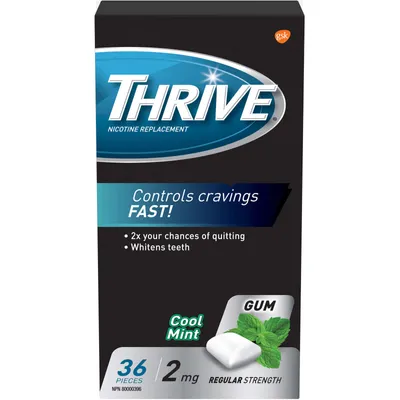 Thrive Gum 2mg Regular Strength Nicotine Replacement Cool Mint count