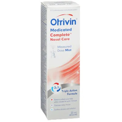 Otrivin Medicated Saline Nasal Care Decongestant Spray Measured dose Mist 20ml