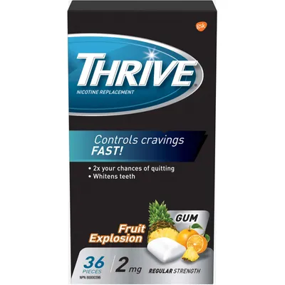 Thrive Gum 2mg Regular Strength Nicotine Replacement Fruit Explosion count