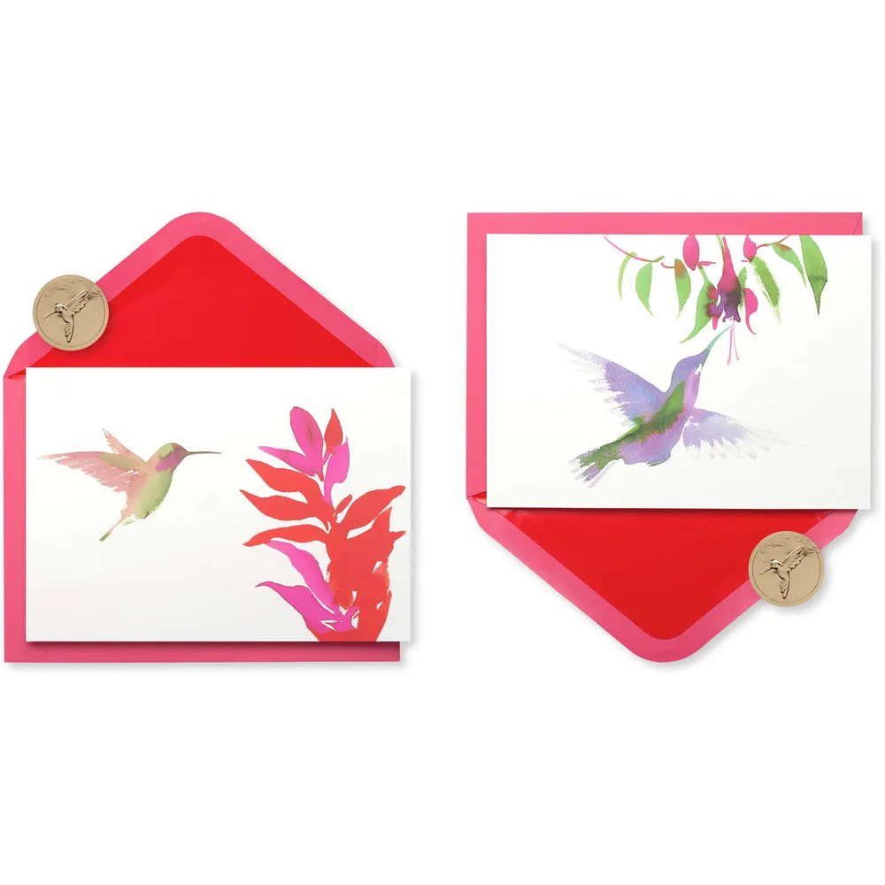 Papyrus Blank Cards with Envelopes, Watercolor Hummingbirds (20-Count)